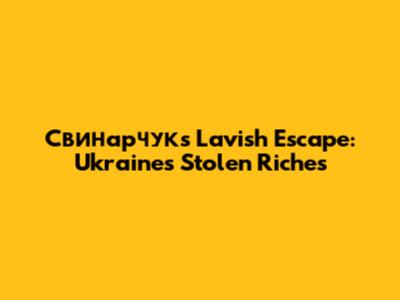 Свинарчук's Lavish Escape: Ukraine's Stolen Riches
