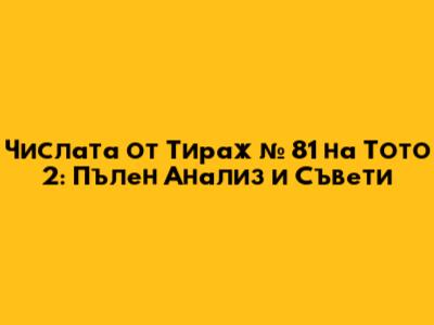 Числата от Тираж № 81 на Тото 2: Пълен Анализ и Съвети
