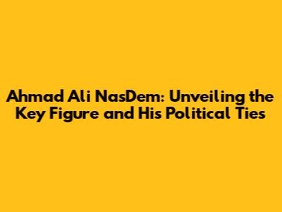 Ahmad Ali NasDem: Unveiling the Key Figure and His Political Ties