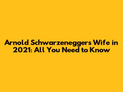 Arnold Schwarzenegger's Wife in 2021: All You Need to Know