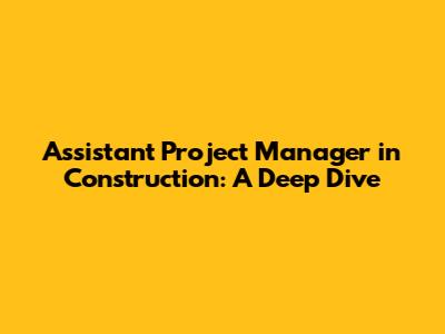 Assistant Project Manager in Construction: A Deep Dive