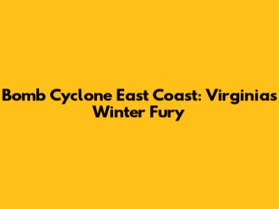 Bomb Cyclone East Coast: Virginia's Winter Fury
