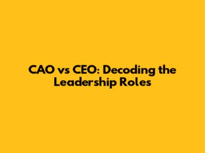 CAO vs CEO: Decoding the Leadership Roles