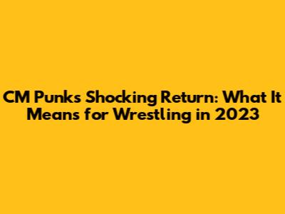 CM Punk's Shocking Return: What It Means for Wrestling in 2023