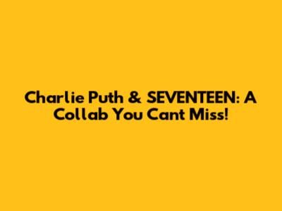 Charlie Puth & SEVENTEEN: A Collab You Can't Miss!