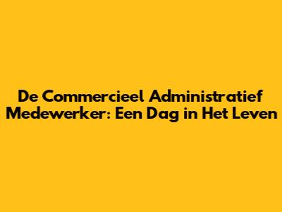 De Commercieel Administratief Medewerker: Een Dag in Het Leven