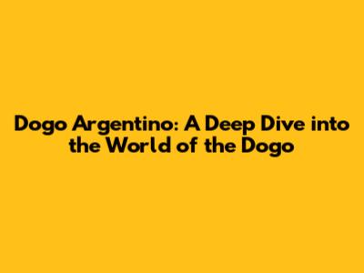 Dogo Argentino: A Deep Dive into the World of the Dogo