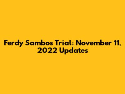 Ferdy Sambo's Trial: November 11, 2022 Updates
