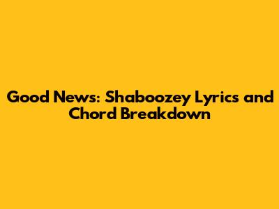 Good News: Shaboozey Lyrics and Chord Breakdown