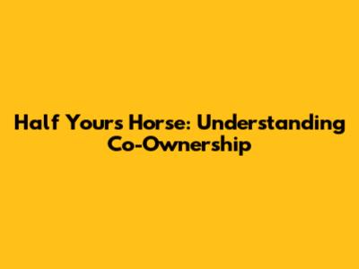 Half Yours Horse: Understanding Co-Ownership