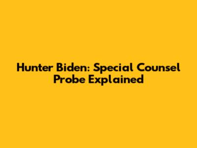 Hunter Biden: Special Counsel Probe Explained