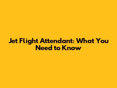 Jet Flight Attendant: What You Need to Know
