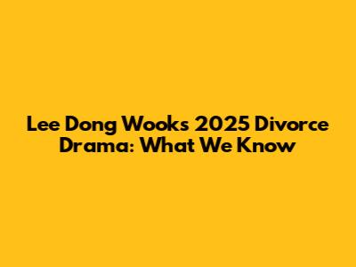 Lee Dong Wook's 2025 Divorce Drama: What We Know