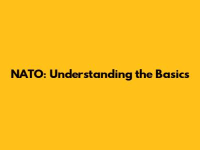 NATO: Understanding the Basics