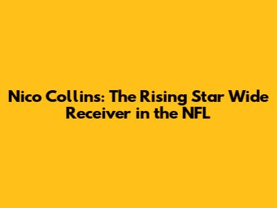 Nico Collins: The Rising Star Wide Receiver in the NFL