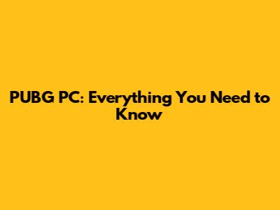 PUBG PC: Everything You Need to Know