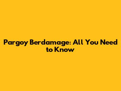 Pargoy Berdamage: All You Need to Know