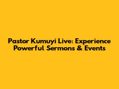 Pastor Kumuyi Live: Experience Powerful Sermons & Events