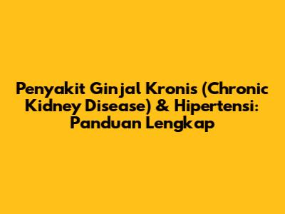 Penyakit Ginjal Kronis (Chronic Kidney Disease) & Hipertensi: Panduan Lengkap