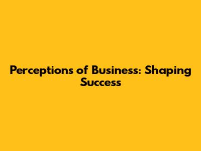 Perceptions of Business: Shaping Success