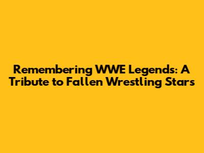 Remembering WWE Legends: A Tribute to Fallen Wrestling Stars