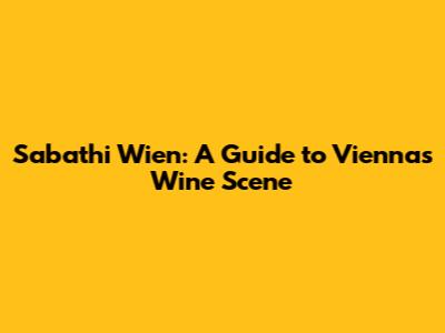 Sabathi Wien: A Guide to Vienna's Wine Scene