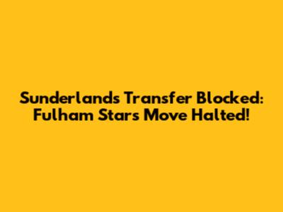 Sunderland's Transfer Blocked: Fulham Star's Move Halted!