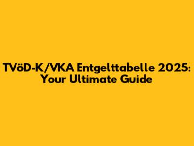 TVöD-K/VKA Entgelttabelle 2025: Your Ultimate Guide
