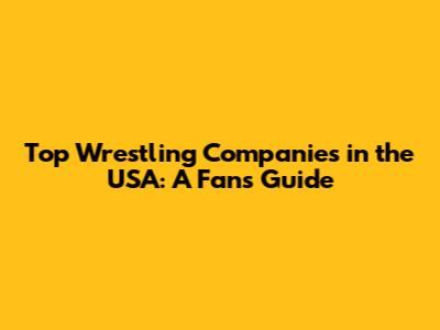 Top Wrestling Companies in the USA: A Fan's Guide
