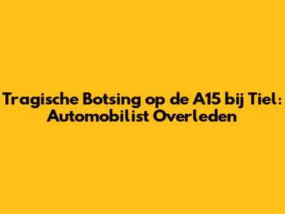 Tragische Botsing op de A15 bij Tiel: Automobilist Overleden