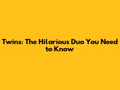 Twins: The Hilarious Duo You Need to Know