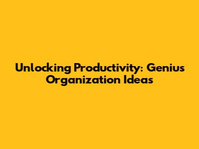 Unlocking Productivity: Genius Organization Ideas