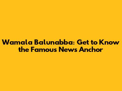 Wamala Balunabba: Get to Know the Famous News Anchor