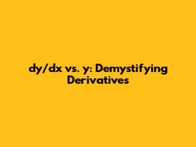 dy/dx vs. y': Demystifying Derivatives