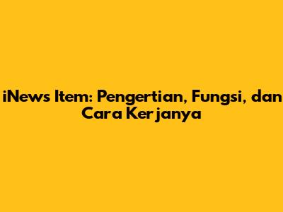 iNews Item: Pengertian, Fungsi, dan Cara Kerjanya