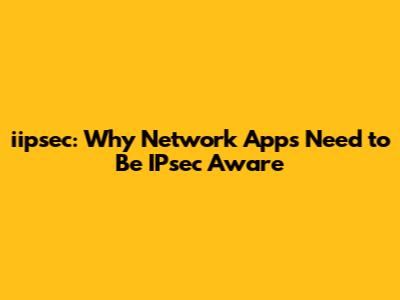 iipsec: Why Network Apps Need to Be IPsec Aware